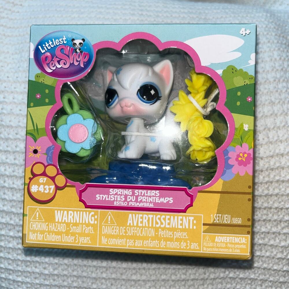 NIB Littlest Pet Shop LPS Spring Stylers White Angora Cat #437 Gen 7